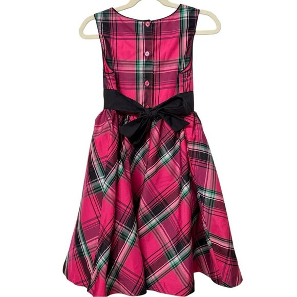 OshKosh B’Gosh Girls Pink Plaid Sleeveless Bow Back Plaid Formal Party Dress. 6. - Picture 2 of 6